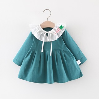 Váy dài tay babydoll cho bé gái từ 1-4 tuổi - mẫu mới thu đông 2019