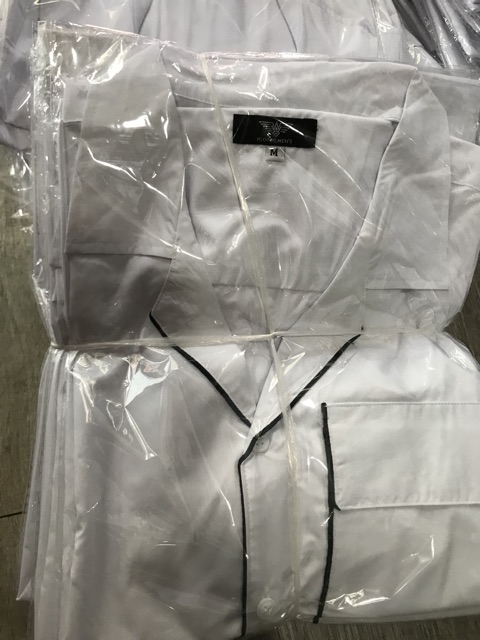 Sơ mi pijama trắng phối viền form rộng