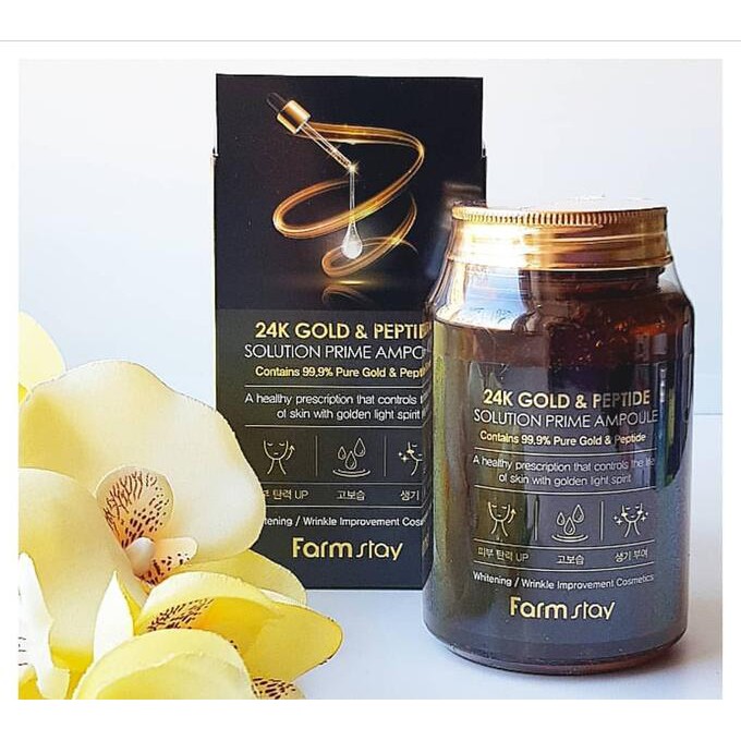Tinh chất chống lão hóa từ vàng 24K & Peptide Hàn Quốc Farmstay 24k Gold & Peptide Perfect Ampoule 250ml