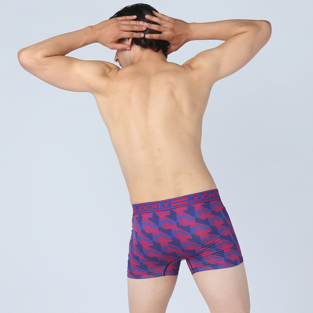 Quần Lót Nam Jockey Dáng Trunk Boxer Họa Tiết Thun Lạnh Xanh In Đỏ Kháng Khuẩn Cao Cấp - J7387