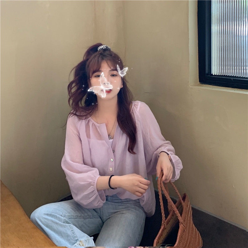 Áo Sơ Mi Chiffon Tay Dài Thời Trang Hàn Quốc