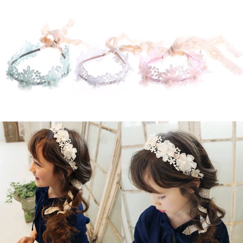 Băng Đô Ren Hoa Phong Cách Retro Xinh Xắn Cho Bé Gái