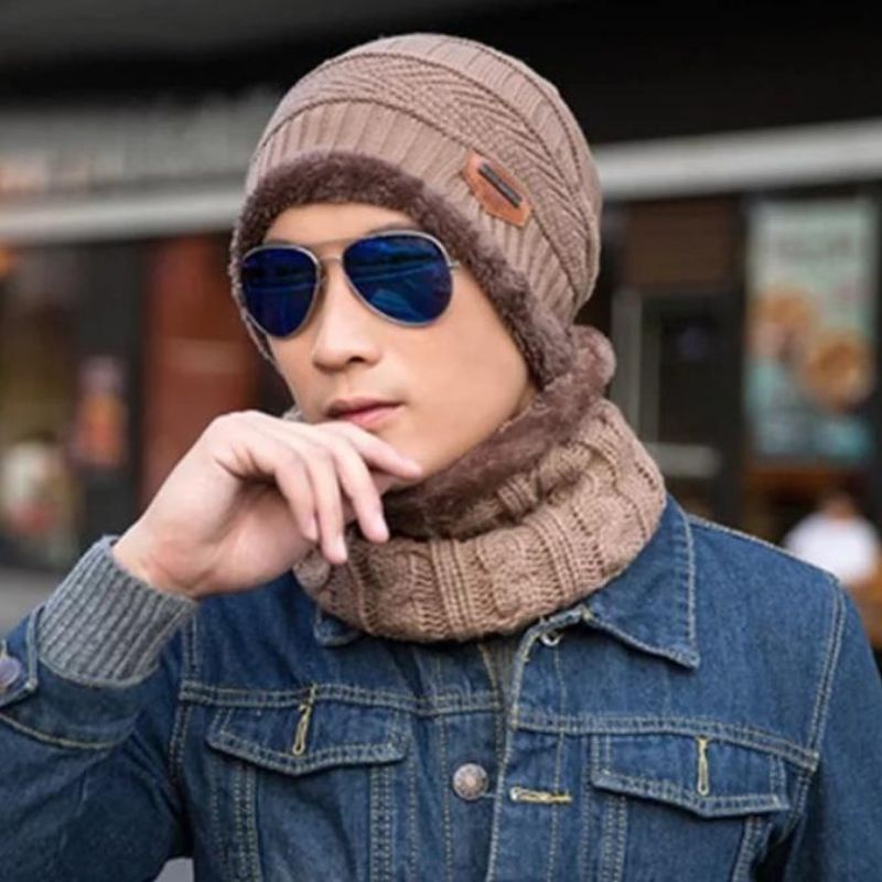 Set khăn mũ len lót lông nam nữ hot hit