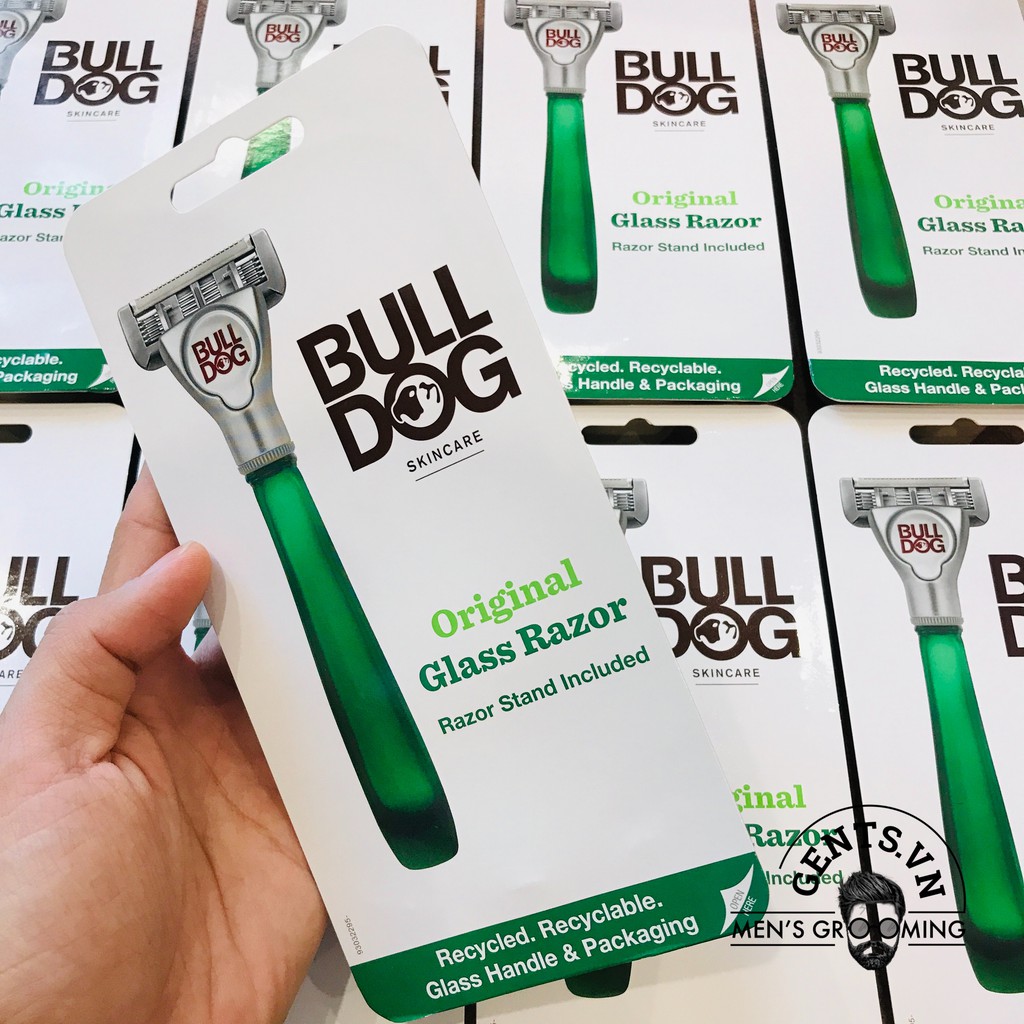 Dao cạo râu 5 lưỡi Bulldog Skincare Original Glass Razor có tay cầm thủy tinh siêu bền, chống bám bẩn