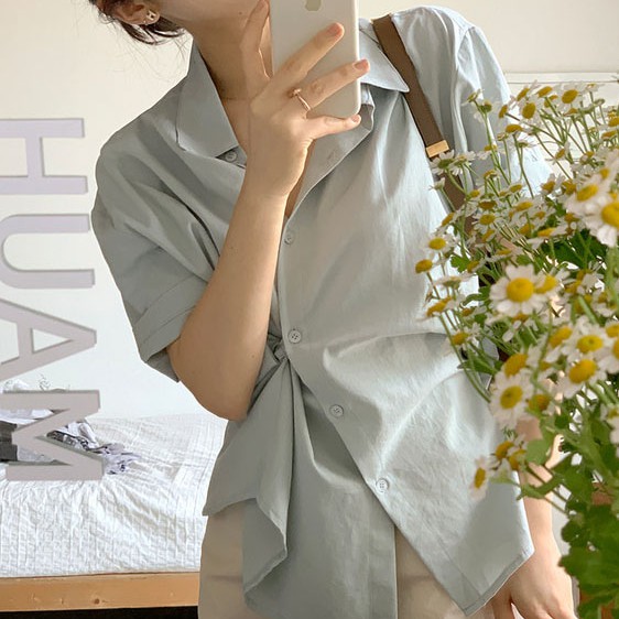 Áo Sơ Mi Ngắn Tay Phối Nút Thời Trang Cho Nữ 43701