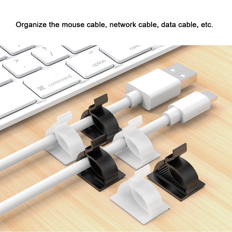Set 10 Giá Đỡ Dây Cáp Sạc Tự Dính Có Thể Điều Chỉnh Tiện Dụng