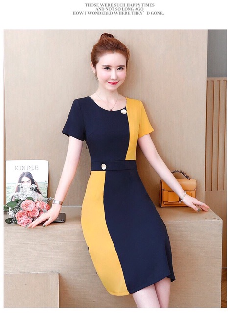 Đầm xoè công sở phối màu siêu xinh TRIPBLE T DRESS - size M/L/XL
