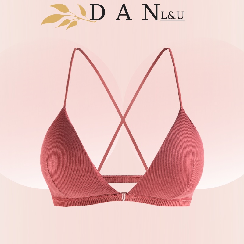 Áo Bra Cotton Cài Trước Gân Tăm Đệm Mỏng Thoải Mái Thoáng Mát 2 Dây DAN L&amp;U 715