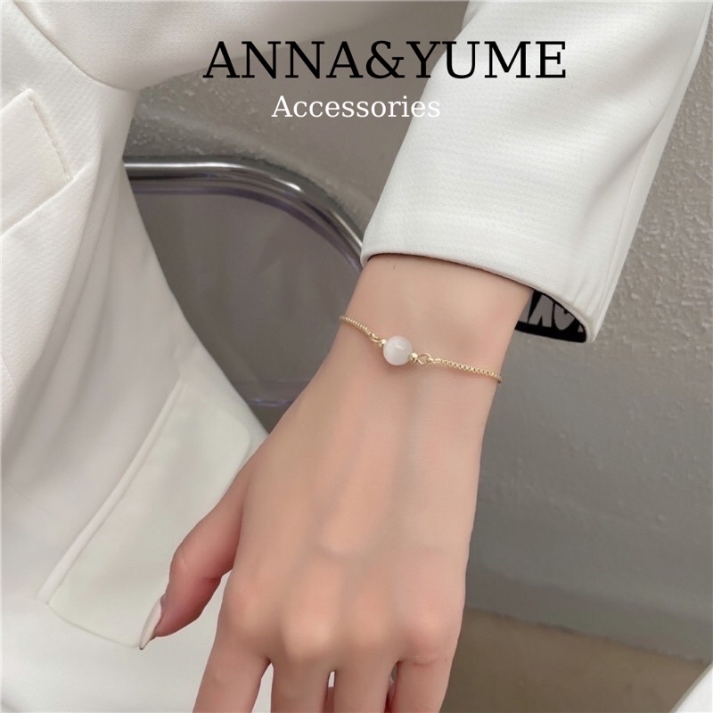 Vòng tay titan nữ dây rút đính ngọc không gỉ phong cách hàn quốc, lắc tay dây rút
