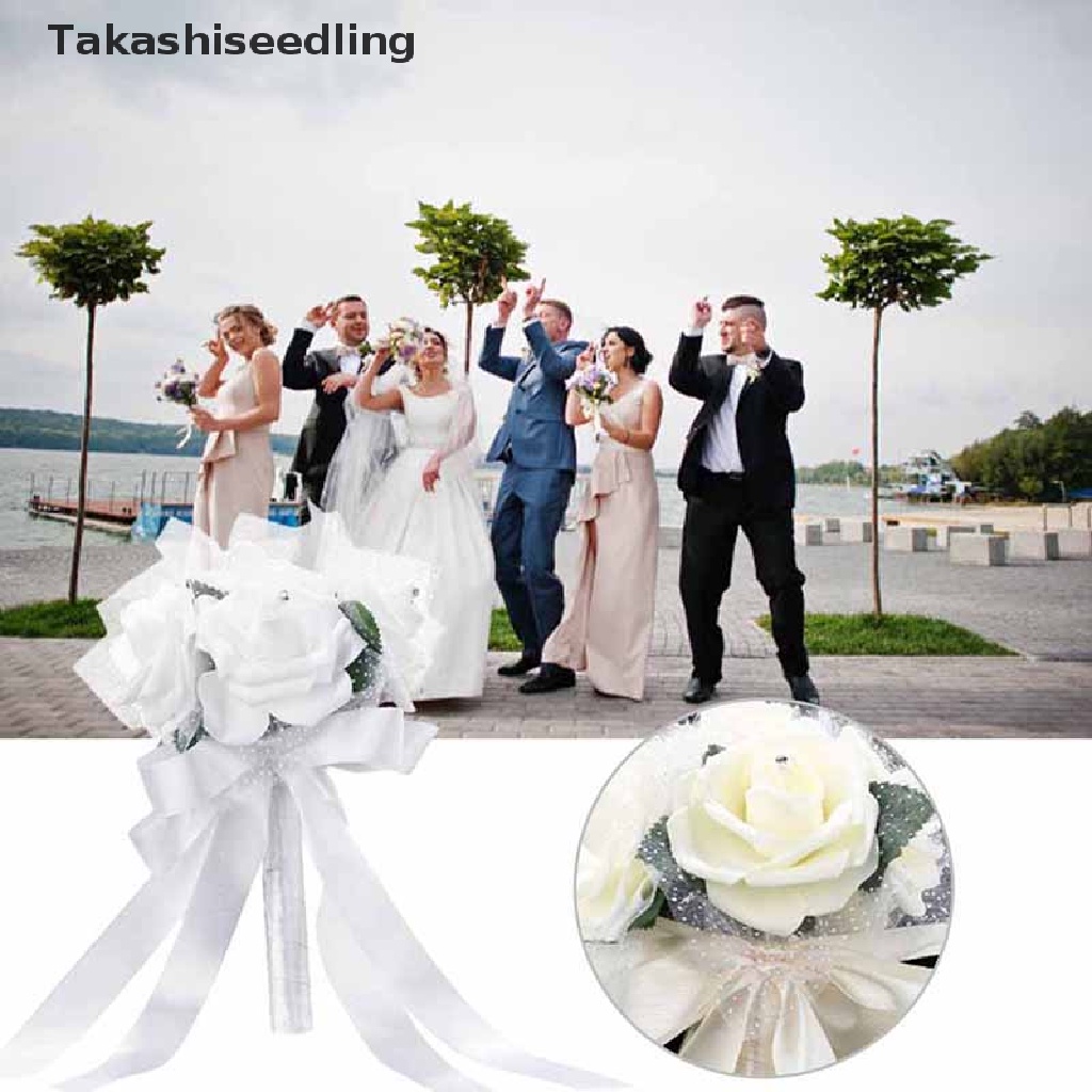 Bó Hoa Hồng Giả Cầm Tay Xinh Xắn Dùng Trang Trí