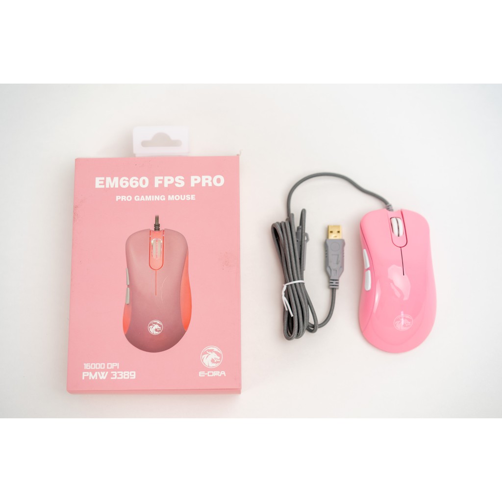 Chuột gaming E-DRA - EM660 FPS PRO Pink - Hàng chính hãng