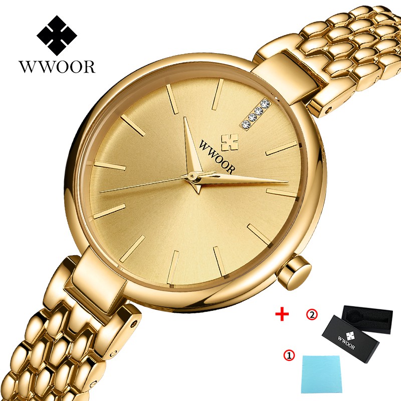 WWOOR watch for women watch quartz waterproof watch stainless watch gold watch fashion ladies watch 8865