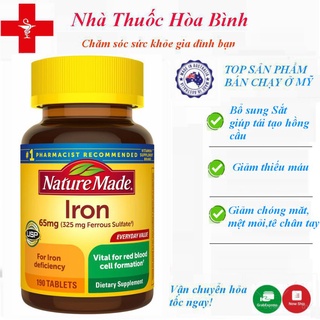 SẮT BỔ MÁU NATURE MADE IRON 65MG MỸ-Date Mới