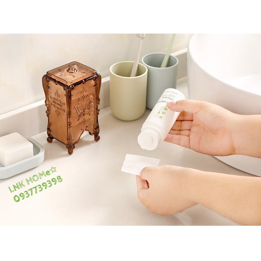 Hộp đựng bông tẩy trang hình chữ nhật cách điệu xinh xắn