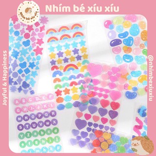 Tấm sticker lấp lánh infeel.me DECO hình dán ruy băng/ngôi sao/cầu vồng bling bling VT43