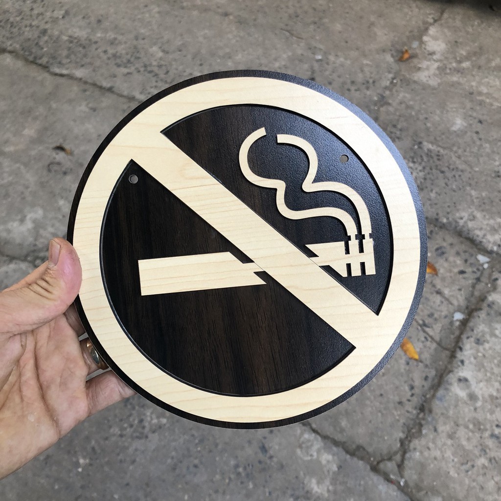 Bảng Gỗ Trang Trí Decor - Mẫu Cấm Hút Thuốc, No Smoking - Bảng Gỗ Woody