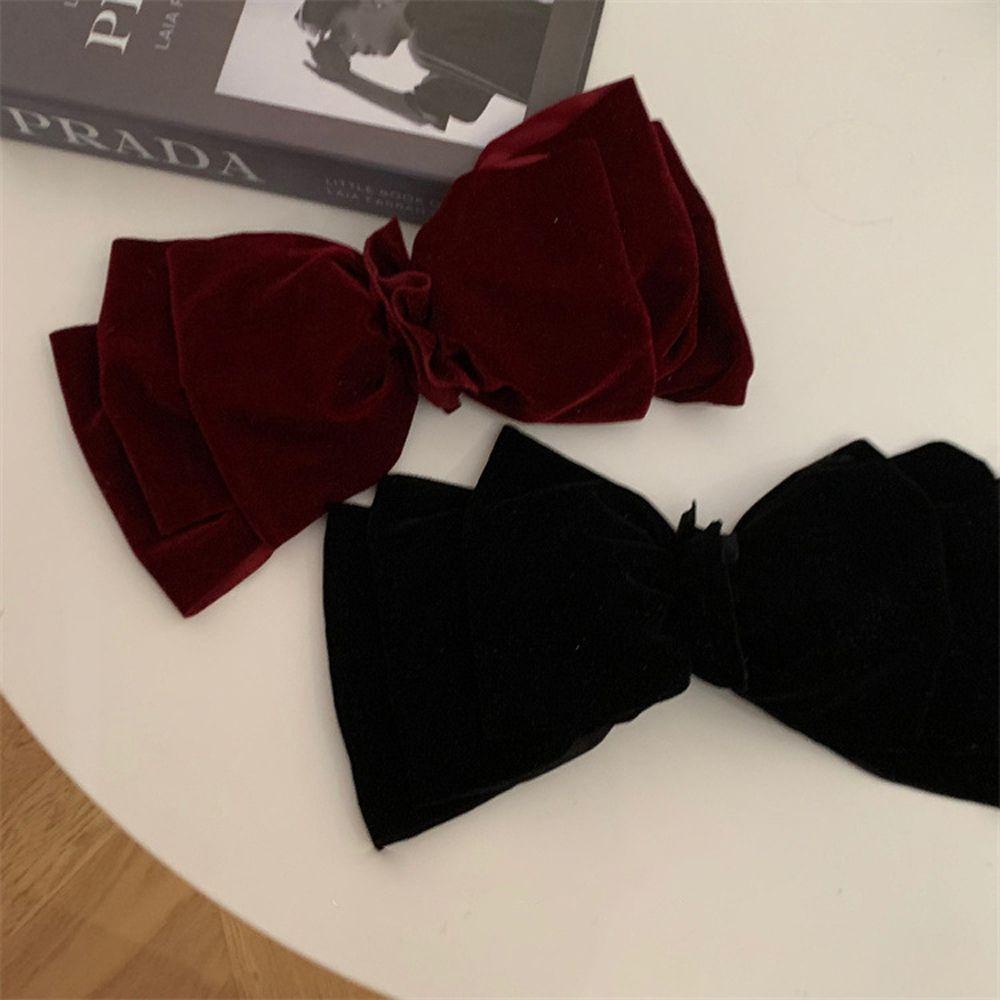 Kẹp Tóc Nhung Màu Trơn Thanh Lịch Kích Thước Lớn VANES1 Dành Cho Bạn Nữ