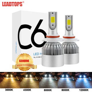 Dadtops 2 Chiếc C6 LED Bóng Đèn Pha Ô Tô H4 H7 H11 9005 9006 H1 H27 9004 9007 9008 Đèn Pha LED Ô Tô 3000K 4300K 6000K 8000K Đèn Sương Mù 8000LM 12V 36W