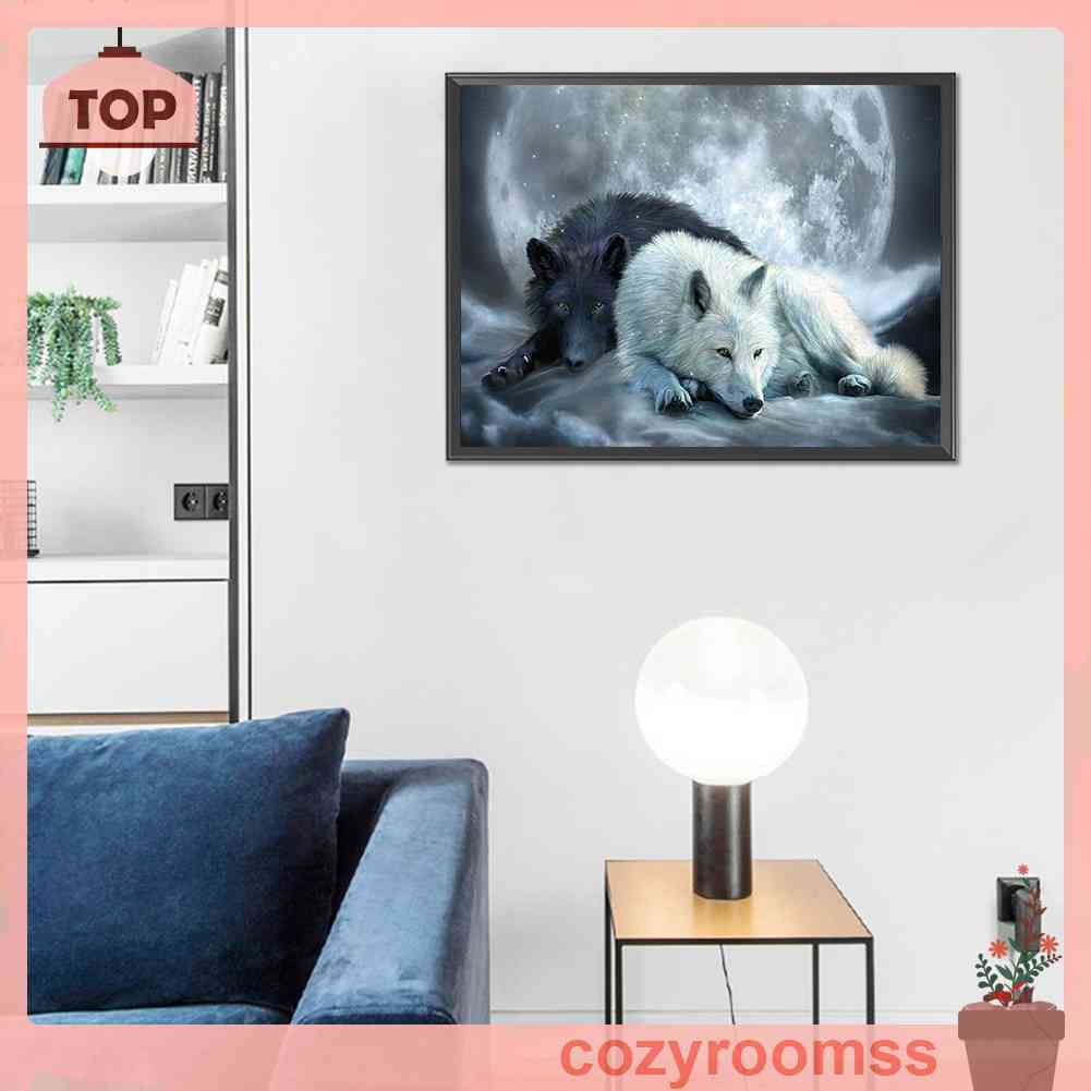 Tranh Đính Đá Kim Cương Toàn Bộ 5D DIY Hình Vẽ Chó Sói