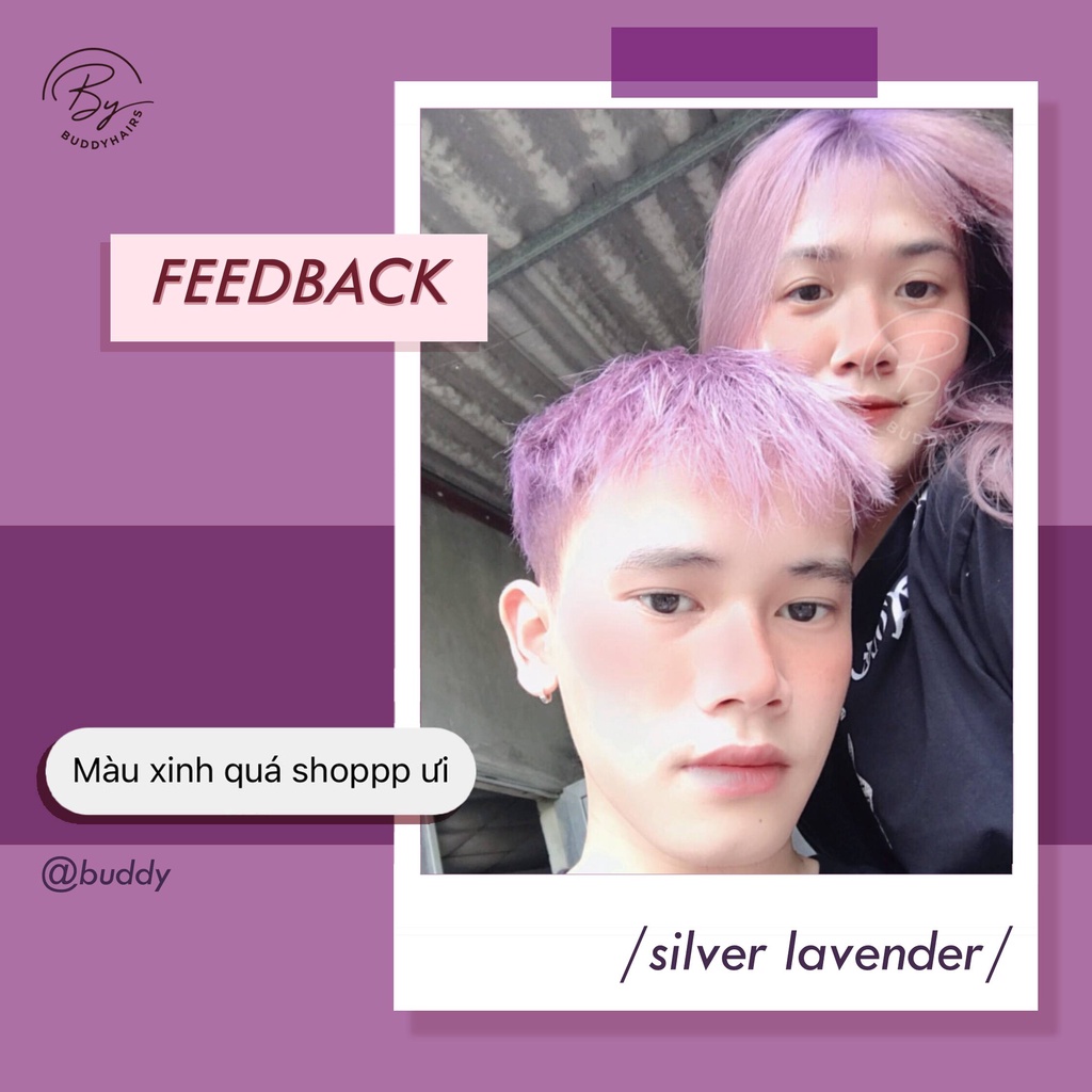 Thuốc nhuộm tóc Silver Lavender / Tím khói của Buddyhairs tặng kèm thuốc tẩy tóc 50K găng tay mũ trùm trợ nhuộm tiện ích