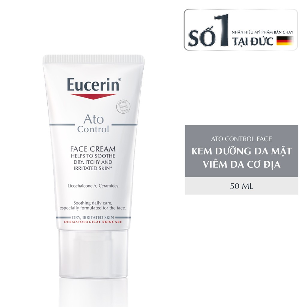 EUCERIN Kem Dưỡng Giảm Ngứa, Đỏ Cho Da Mặt Eucerin Ato Control 12% Omega 50ml