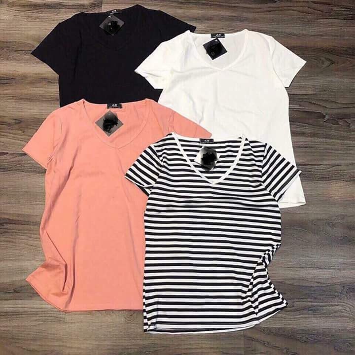 Áo phông cotton trơn cổ tim cho nữ BAO ĐẸP | BigBuy360 - bigbuy360.vn