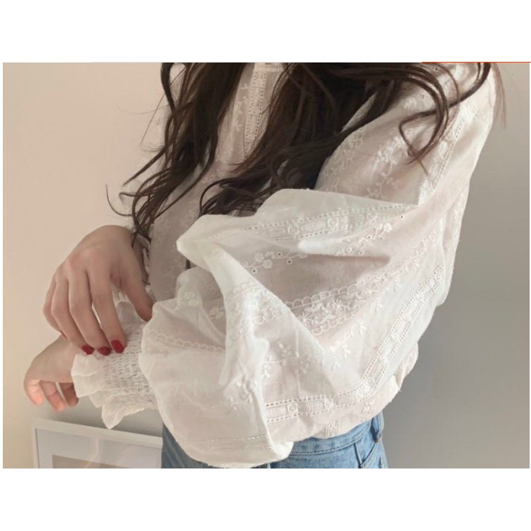 Áo sơ mi dài tay ren kiểu Hàn Quốc | BigBuy360 - bigbuy360.vn