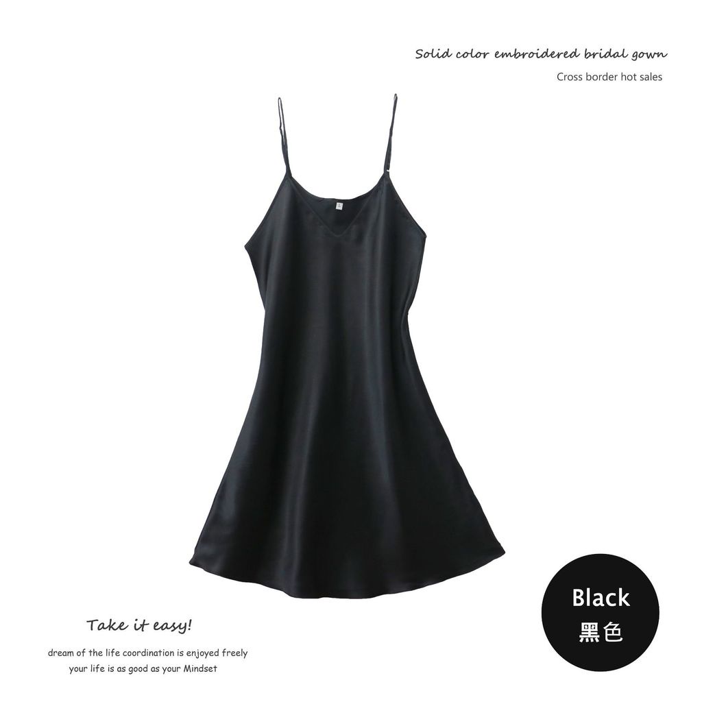 Đầm Ngủ Hai Dây Bằng Lụa Satin Màu Trơn Mẫu Mới 2022