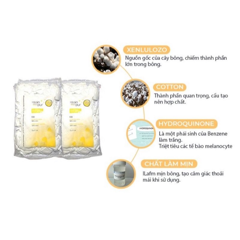 Bông tẩy trang Pháp Tetra Le Soin Laretat Pur 600 miếng mềm mịn không sơ [chính hãng]