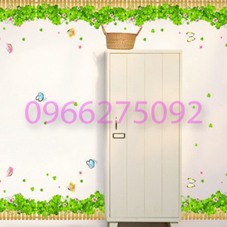 Decal dán tường vườn hoa cỏ 3 lá