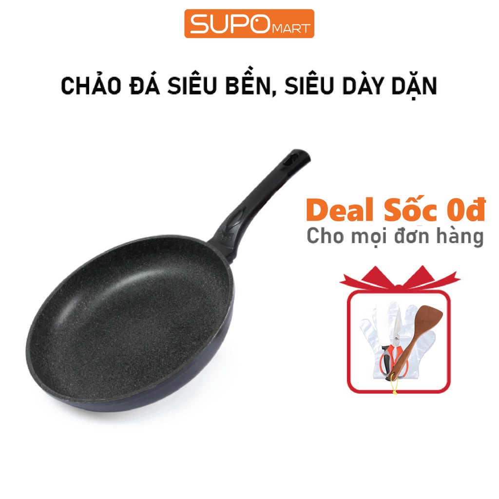 Chảo đá từ chống dính SUPOMart 30cm, Chảo từ chống dính vân đá 5 lớp nguyên khối dày dặn