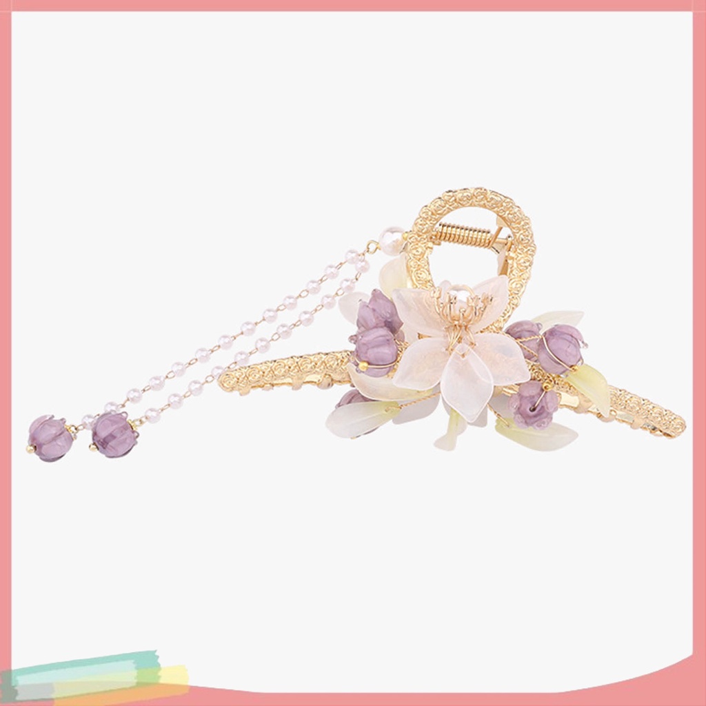 Kẹp Tóc Hợp Kim Trang Trí Hoa Đính Ngọc Trai Xinh Xắn Cho Nữ