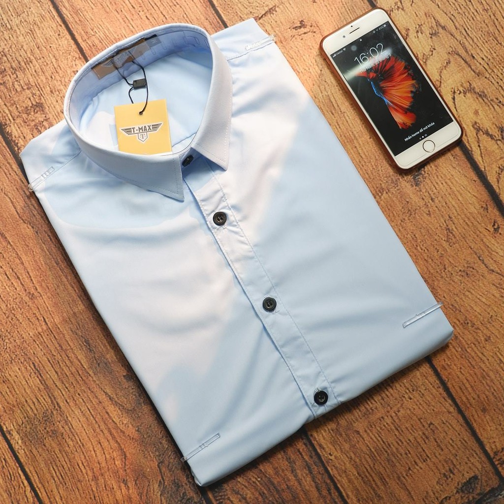 Áo sơ mi công sở đẹp nam dài tay áo kiểu hàn quốc Áo sơ mi nam Xanh da trời Cúc đen LSM0017 | BigBuy360 - bigbuy360.vn