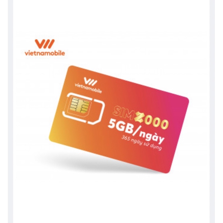 SIM 1 năm 4g vietnamobile 5gb/ngày