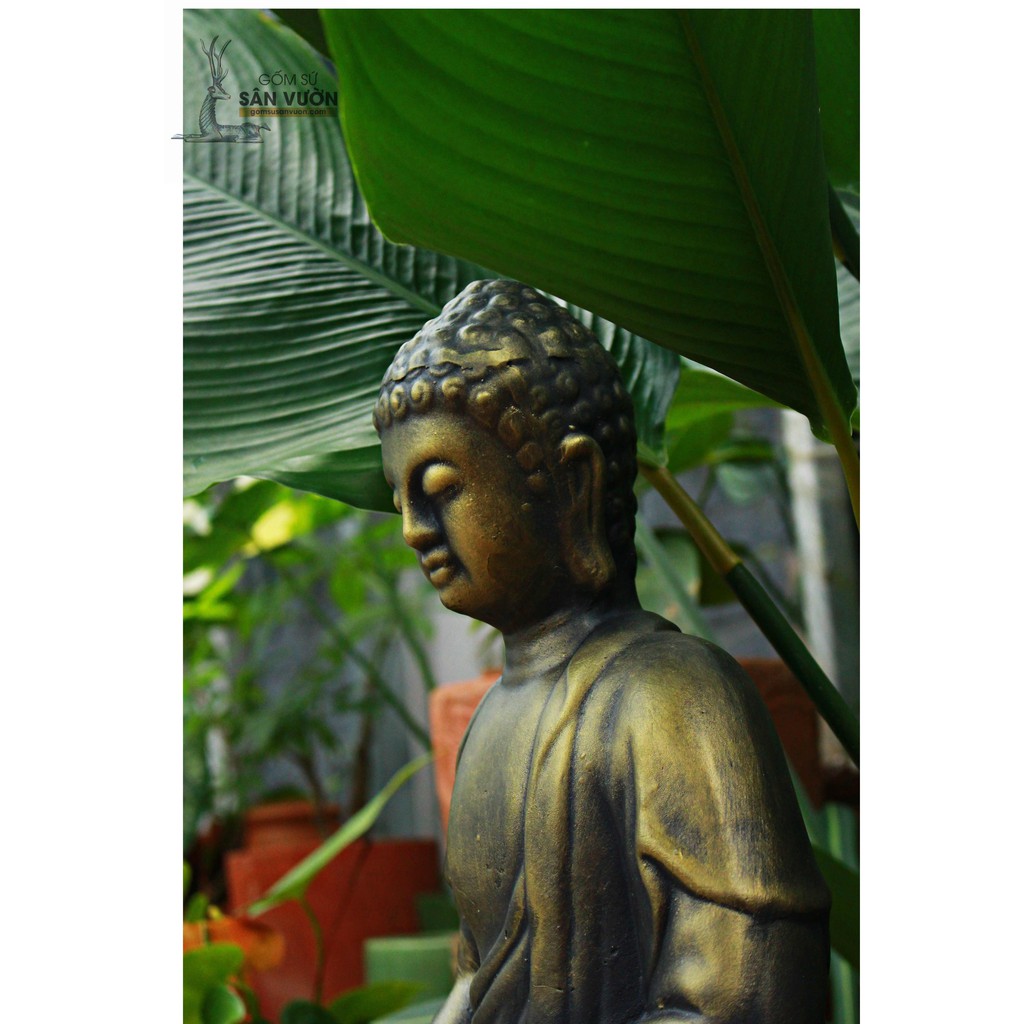 Tượng gốm đất nung (terracotta) hình PHẬT NGỒI (1 tượng D30 x H40cm) - tượng decor - gốm sứ sân vườn Bình Dương