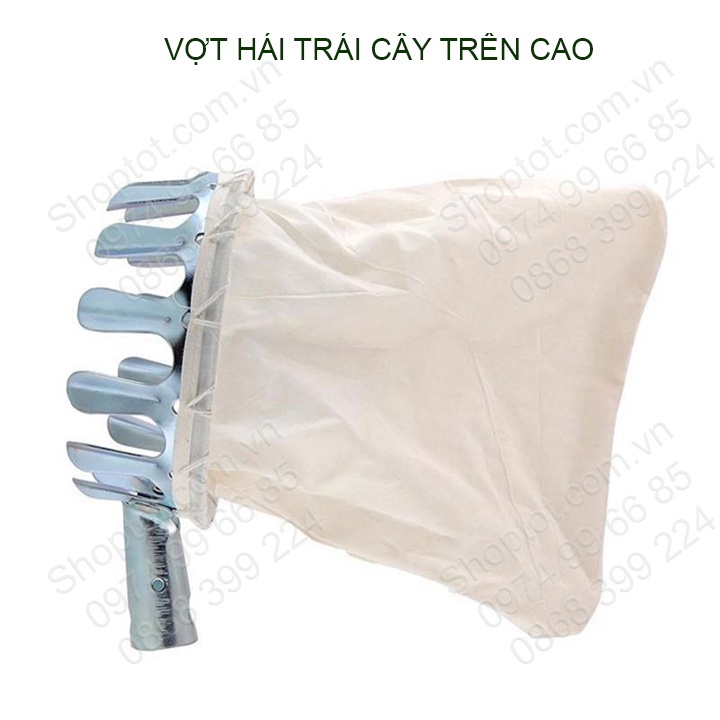 Vợt hái trái cây trên cao đa năng, khung kim loại dày dặn, túi vải