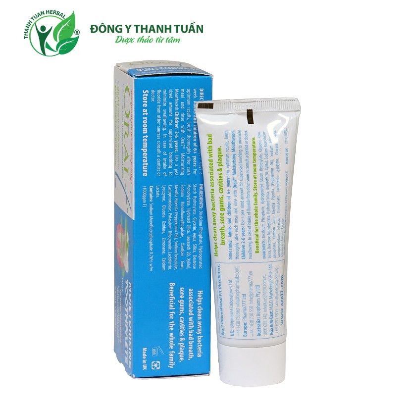 Kem đánh răng GIỮ ẨM MIỆNG ORAL7 Moisturising Toothpaste 75ml - Dành cho bệnh nhân tiểu đường, người sau hóa trị, xạ trị