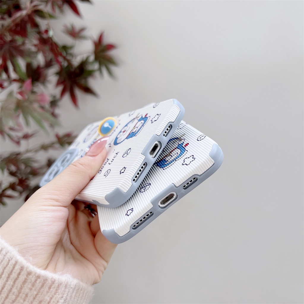 Ốp Điện Thoại Da Chống Rơi In Hình Doraemon Cho iPhone 13 / 12 Pro Max 11 7 8 Plus