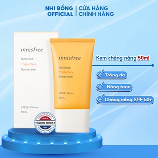 Kem Chống Nắng Lâu Trôi Nâng Tone Innisfree Intensive Triple Care Sunscreen Spf50+ Pa++++ 50ml Giúp Bảo Vệ Da & Trắng Da