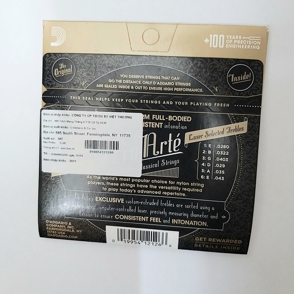 [Chính hãng] D'Addario EJ45 &amp; EJ49 - Dây đàn Guitar Classic Pro-Arte Nylon Classical Guitar Strings, Normal Tension