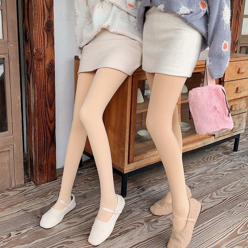 【Joshin mới】Chân trần tạo tác quần legging của phụ nữ mặc vào mùa xuân, mùa thu và mùa đông mỏng màu da thịt tự nhiên cộng với quần lót nhung dày ấm áp