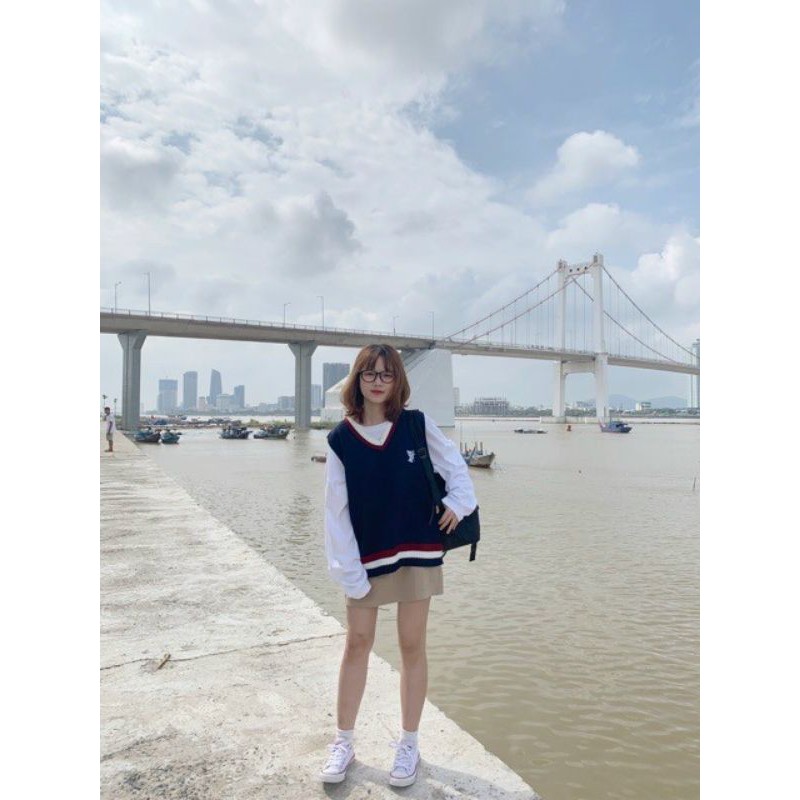 Áo len gile nữ thời trang