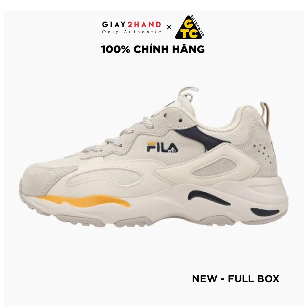 (NEW) Giày FILA RAY TRACER  BEIGE YELLOW BLUE 1RM01153-444 - CHÍNH HÃNG 100%