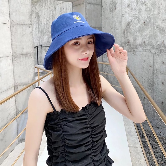 NC3. Nón rộng vành thêu hoa cúc