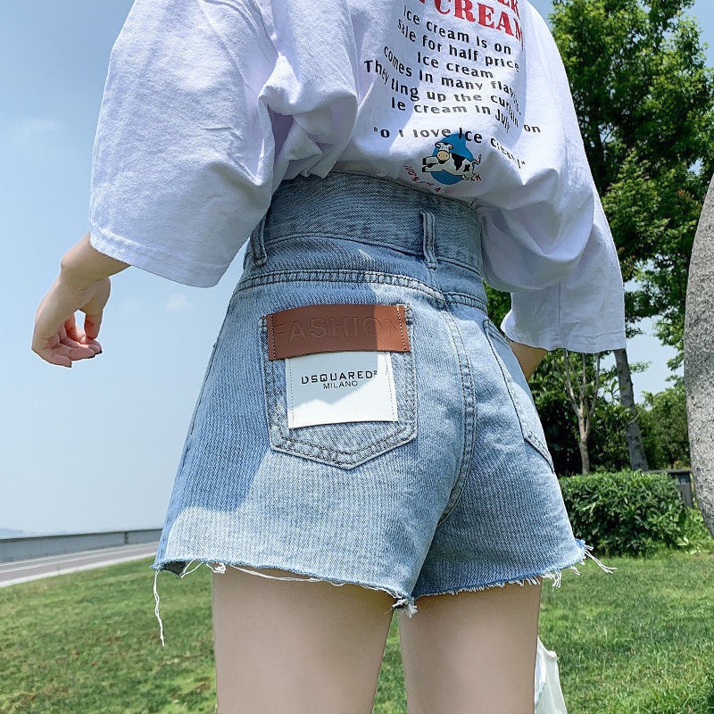 Quần Short Jeans Lưng Cao Ống Rộng Thời Trang Xuân Hè 2021 Cho Nữ