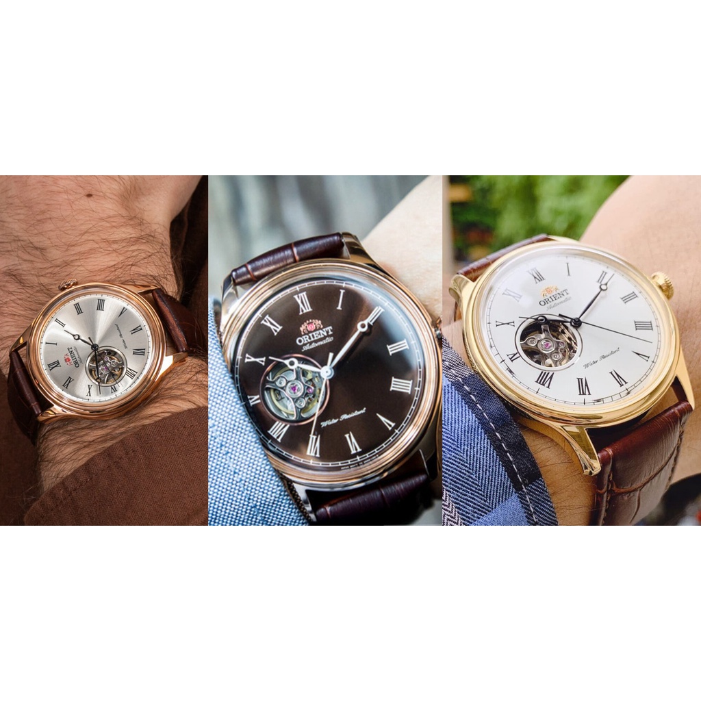 Đồng hồ nam Orient Caballero Moving Movement FAG0000 cơ lộ máy chống nước mặt kính cường lực dây da cao cấp chính hãng