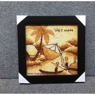 Tranh gạo để bàn- Làng quê Việt Nam