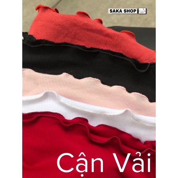 Áo croptop nữ trễ vai tay dài cuốn biên nhiều màu