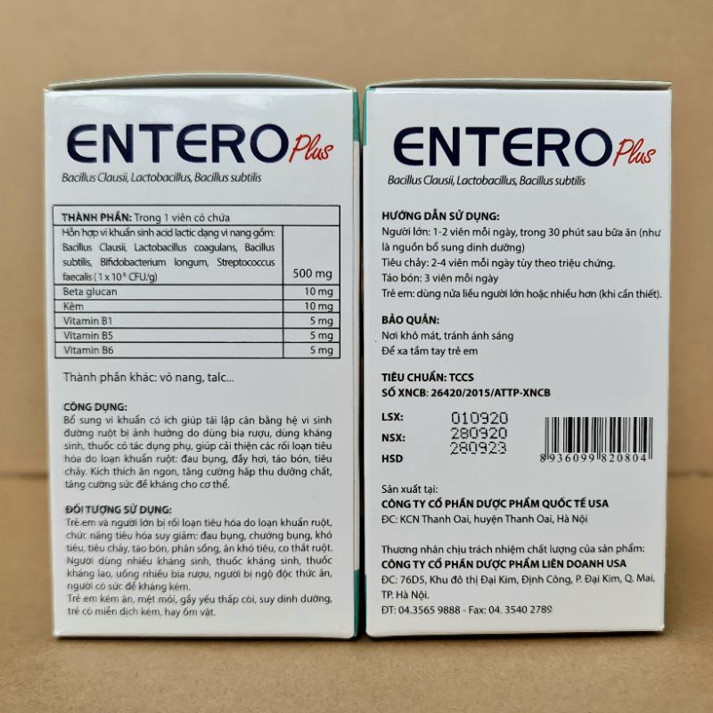 Viên uống ENTERO PLUS  - giúp cân bằng hệ vi sinh đường ruột, rối loạn tiêu hóa