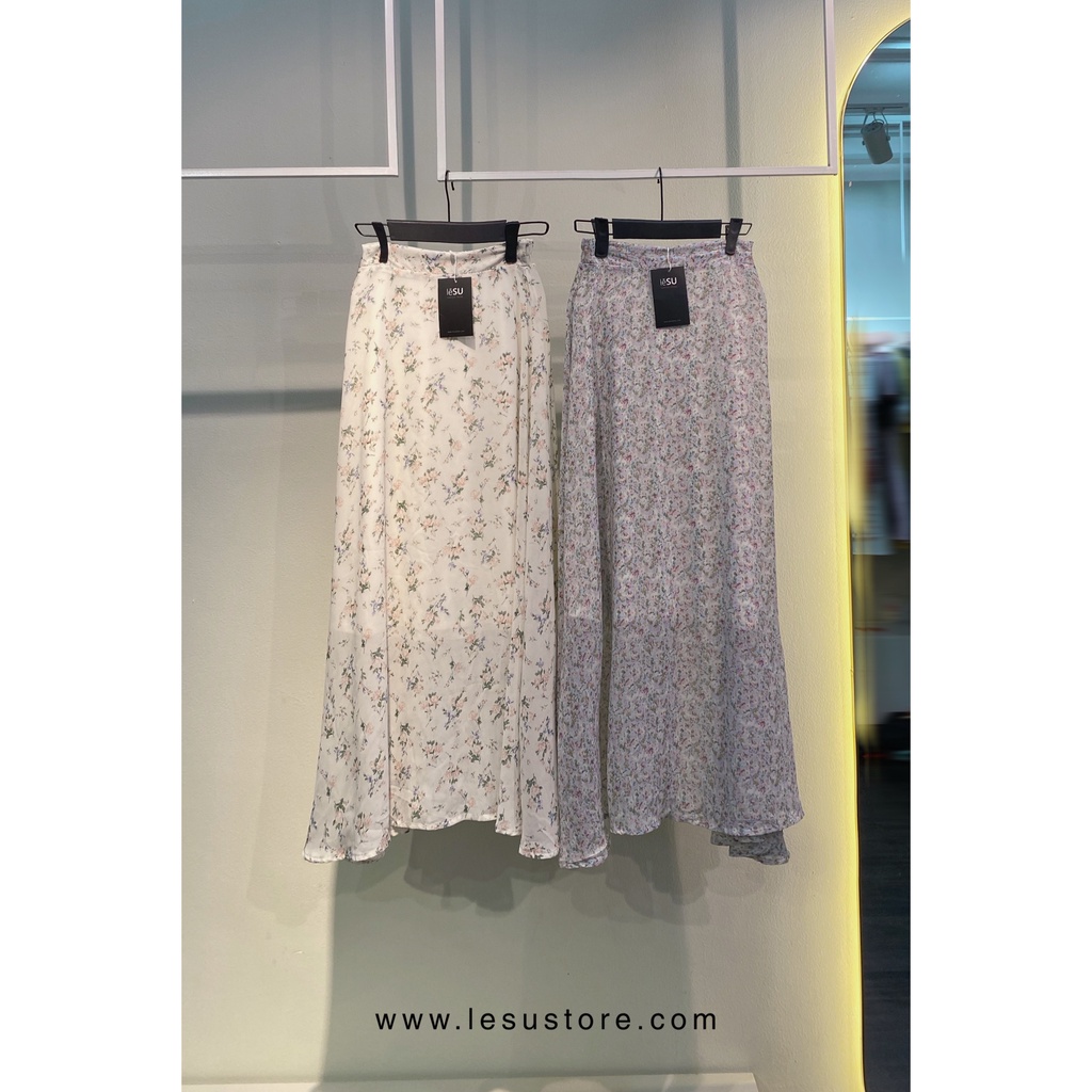 ẢNH TỰ CHỤP Chân váy maxi voan hoa xoè lưng phối thun